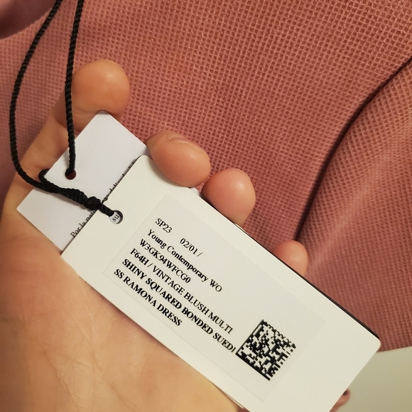 NWT GUESS Ramona dress. Shiny squared bonded suede. Blush pink. Size S. - Picture 10 of 13